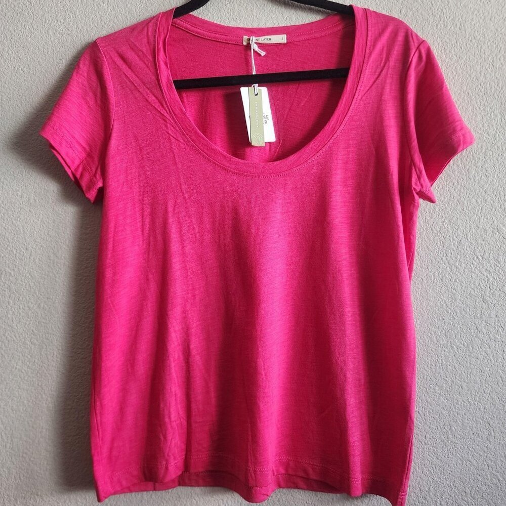 Marine Layer Shirt Womens Small Pink Scoop Neck Sustainable Supima Modal Tee USA
